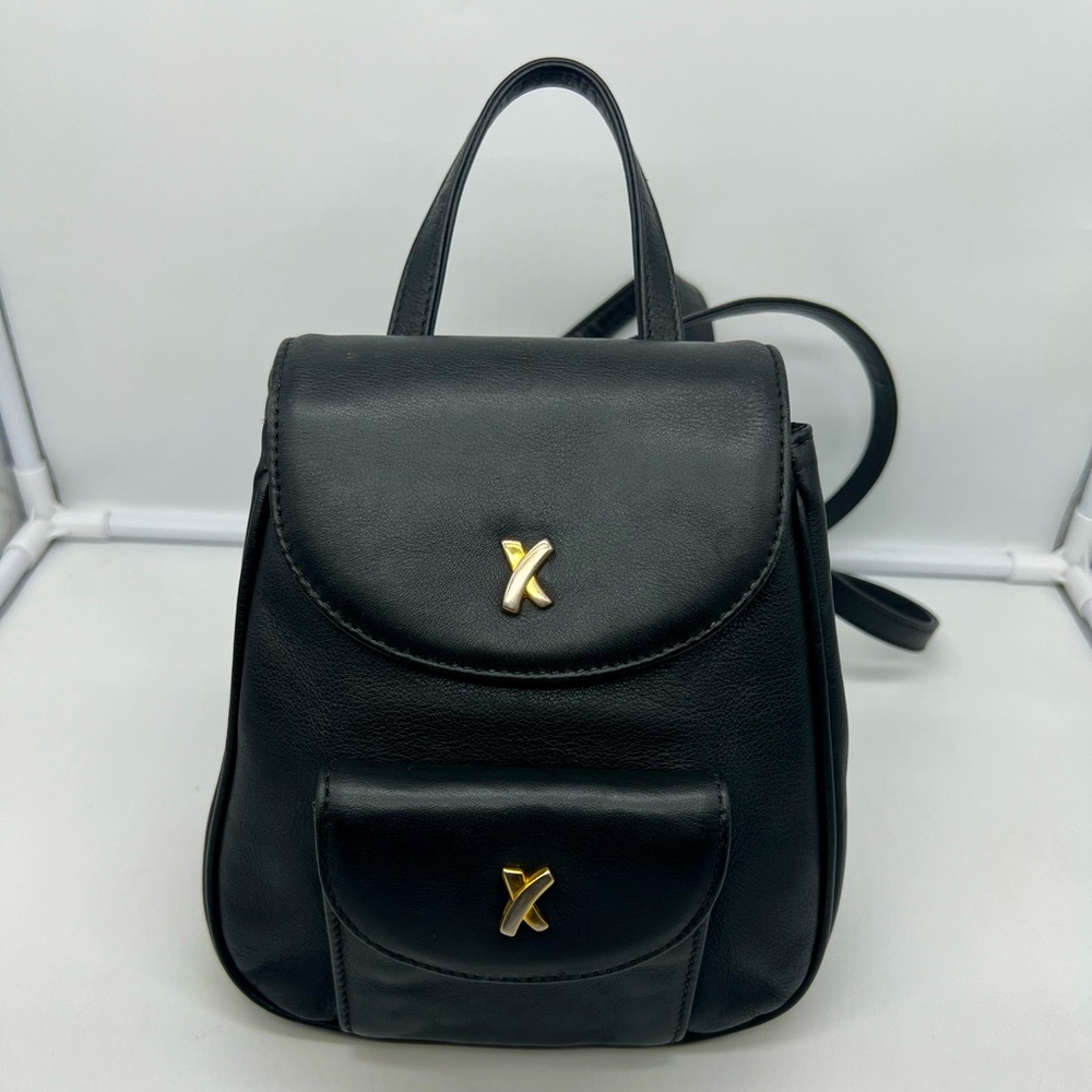 PALOMA PICASSO Vintage Black Leather Gold Hardware Mini Magnetic Backpack